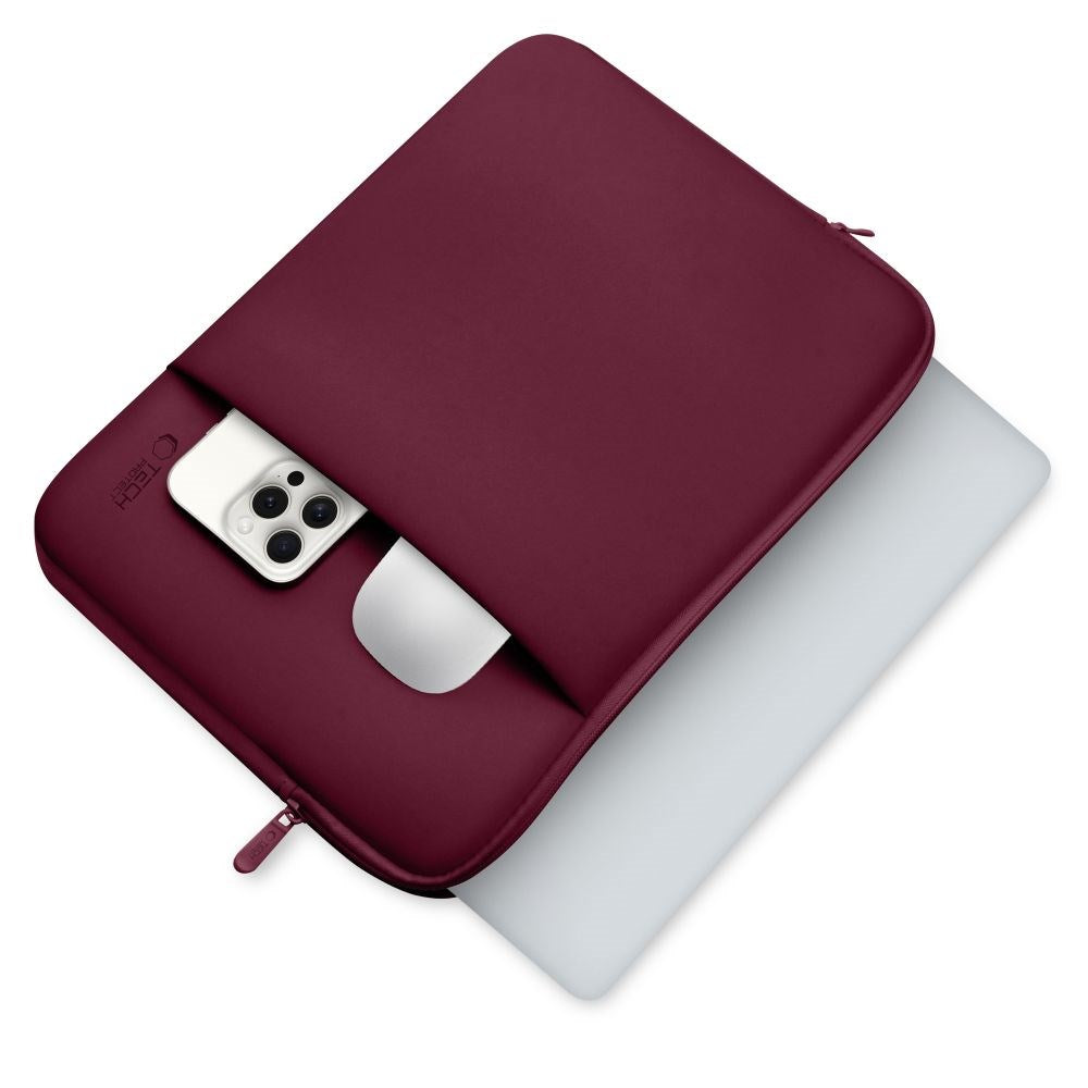 Tech-Protect MacBook / Laptop Neopren Sleeve 15-16" (36.5 x 25.5 cm) med Extra Ficka - Bourgogne