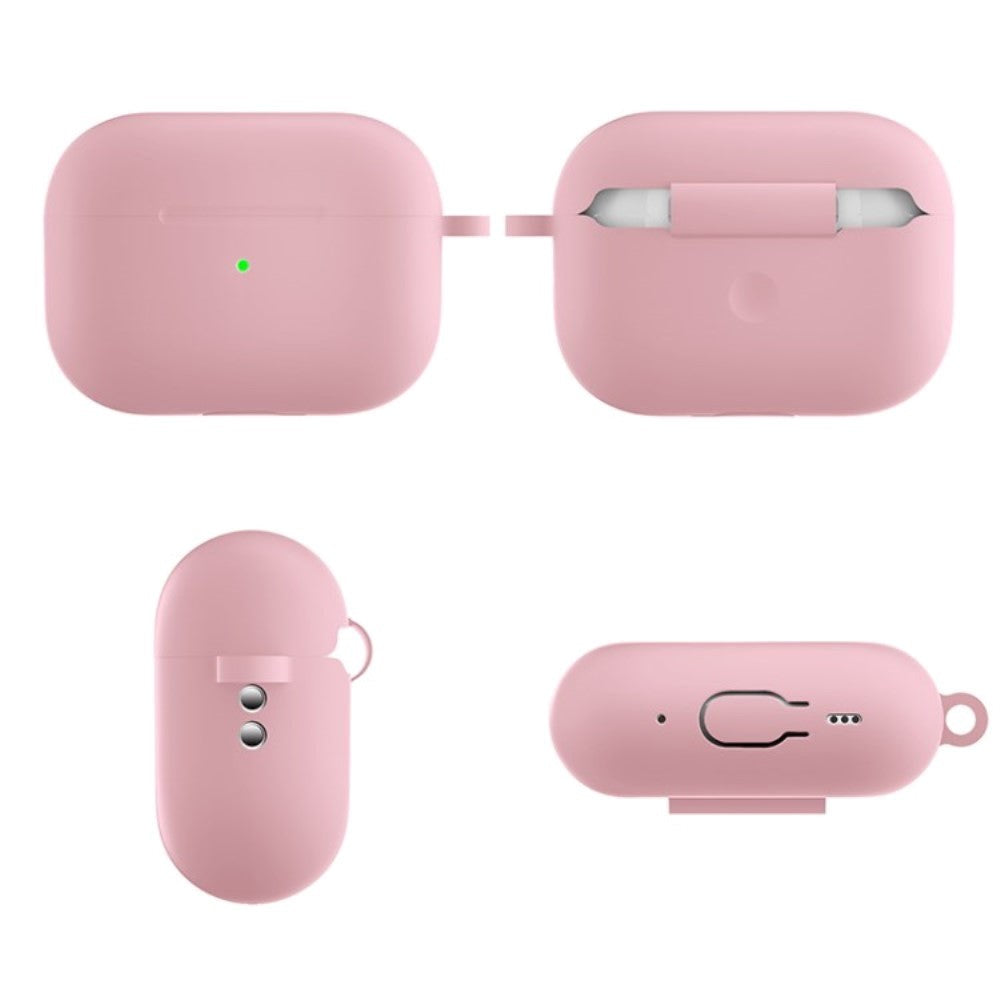 Apple Airpods Pro 2nd Gen (2022) Silikon Fodral med Karbinhake - Rosa