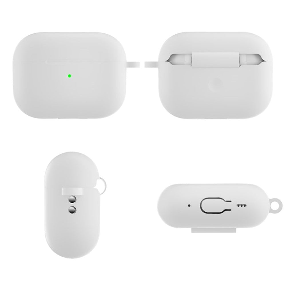 Apple Airpods Pro 2nd Gen (2022) Silikon Fodral med Karbinhake - Vit