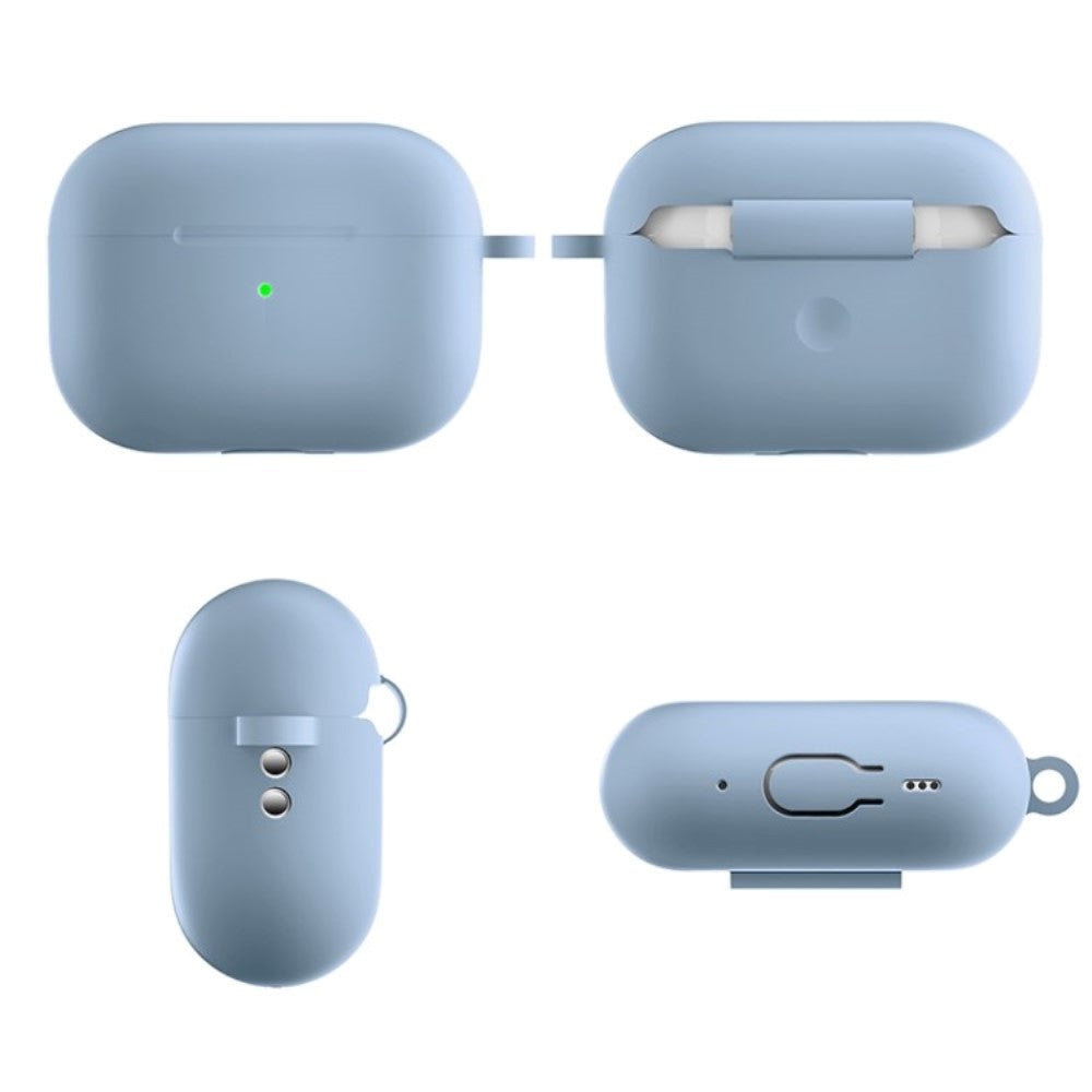 Apple Airpods Pro 2nd Gen (2022) Silikon Fodral med Karbinhake - Ljusblå