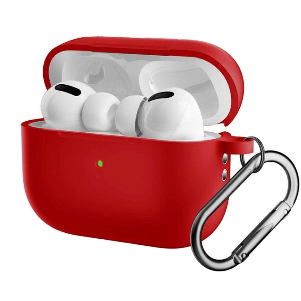 Apple Airpods Pro 2nd Gen (2022) Silikon Fodral med Karbinhake - Röd