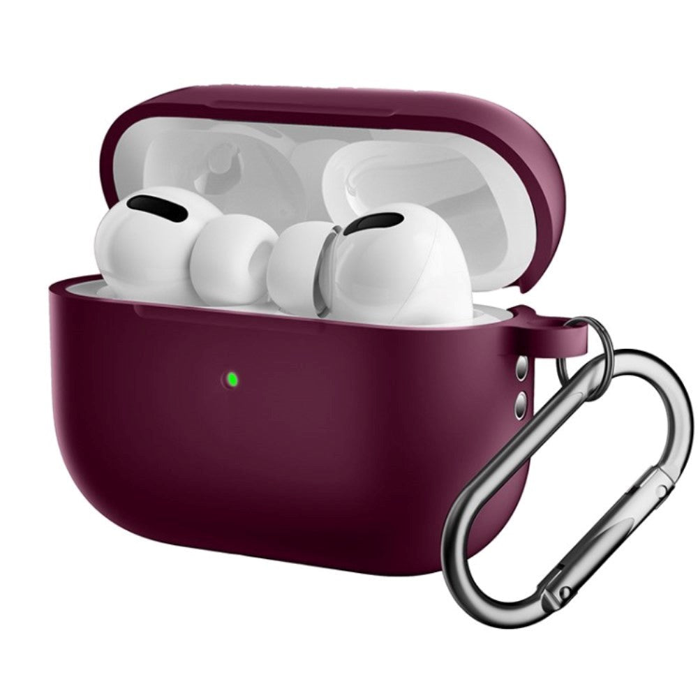 Apple Airpods Pro 2nd Gen (2022) Silikon Fodral med Karbinhake - Bordeaux