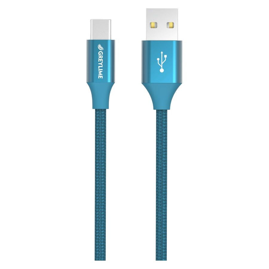 GreyLime flätad (3A/15W) USB-C-kabel 1 m. - Blått