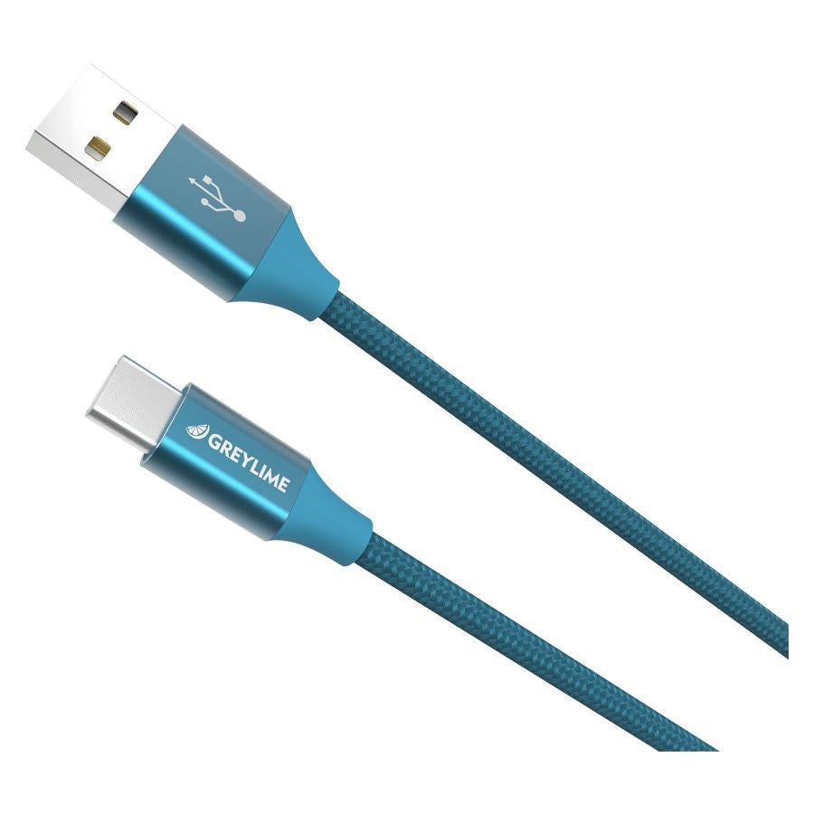 GreyLime flätad (3A/15W) USB-C-kabel 1 m. - Blått