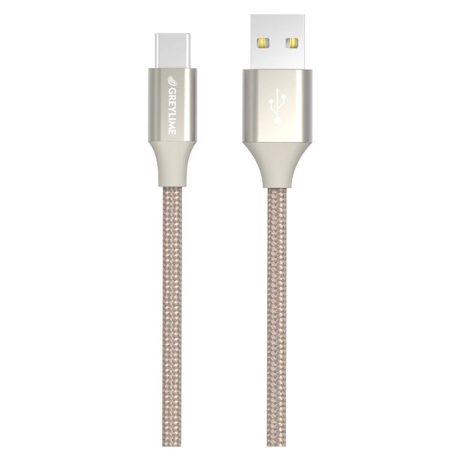 GreyLime flätad (3A/15W) USB-C-kabel 1 m. - beige