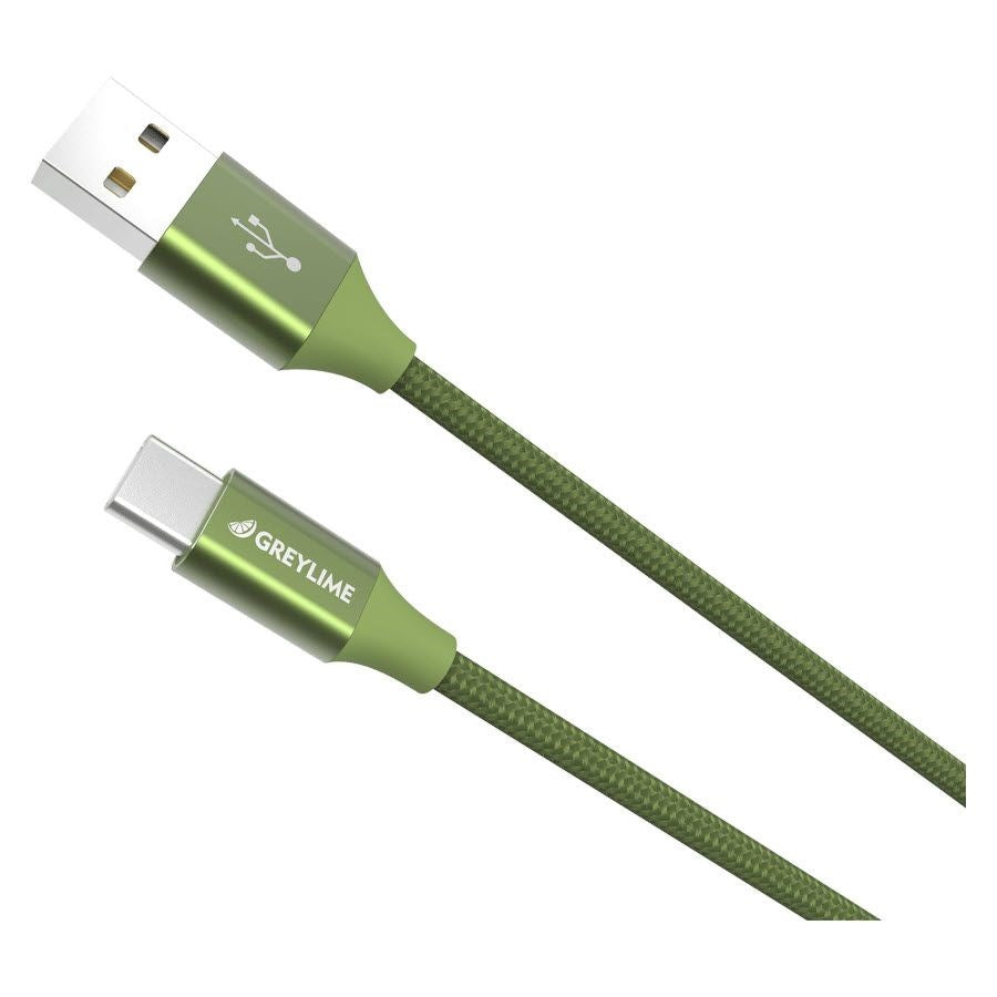 GreyLime flätad (3A/15W) USB-C-kabel 1 m. - Grönt