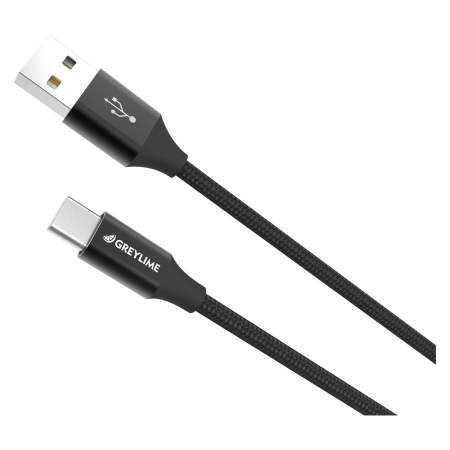 GreyLime flätad (3A/15W) USB-C-kabel 2 m. - Svart