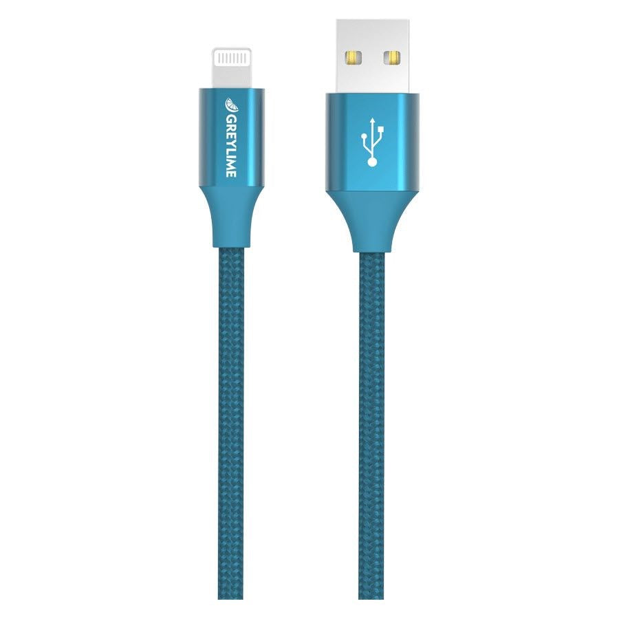 GreyLime flätade USB-A till Lightning Cable 2 m. - Blått