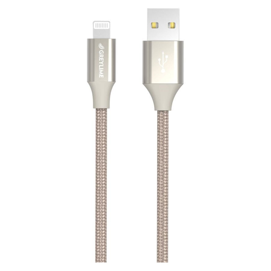 GreyLime flätade USB-A till Lightning Cable 2 m. - beige