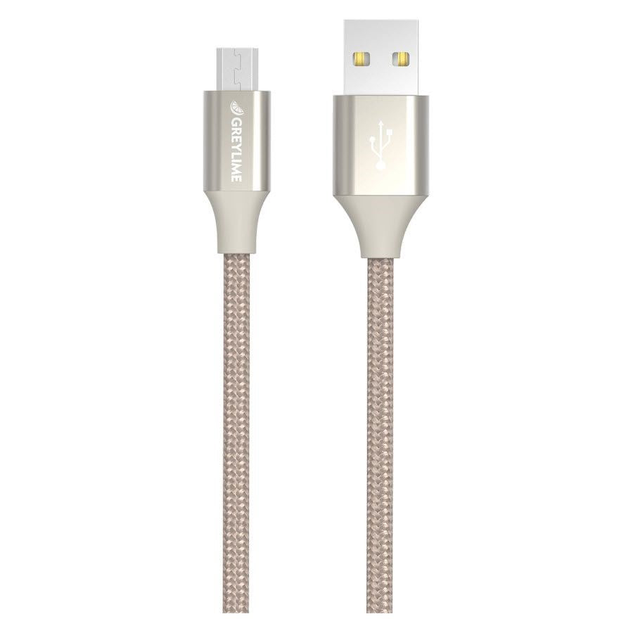 GreyLime flätade USB-A till Micro USB-kabel 1 m. - beige