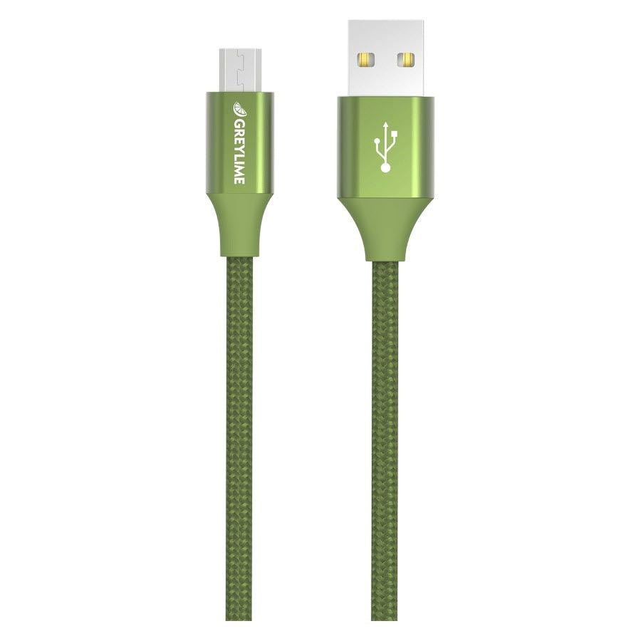 GreyLime flätade USB-A till Micro USB-kabel 1 m. - Grönt