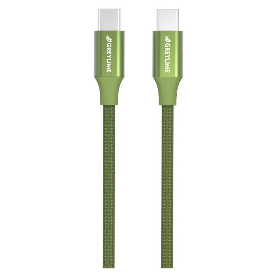 GreyLime flätad USB-C till USB-C-kabel 2 m grön