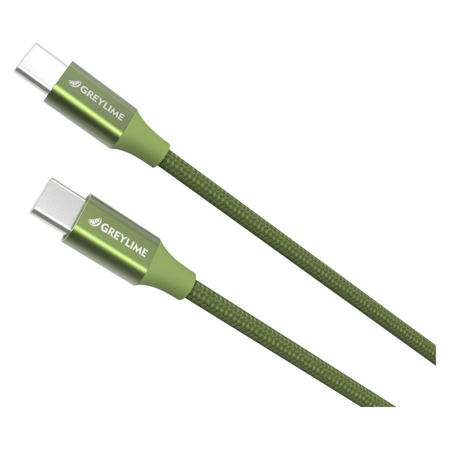 GreyLime flätad USB-C till USB-C-kabel 2 m grön