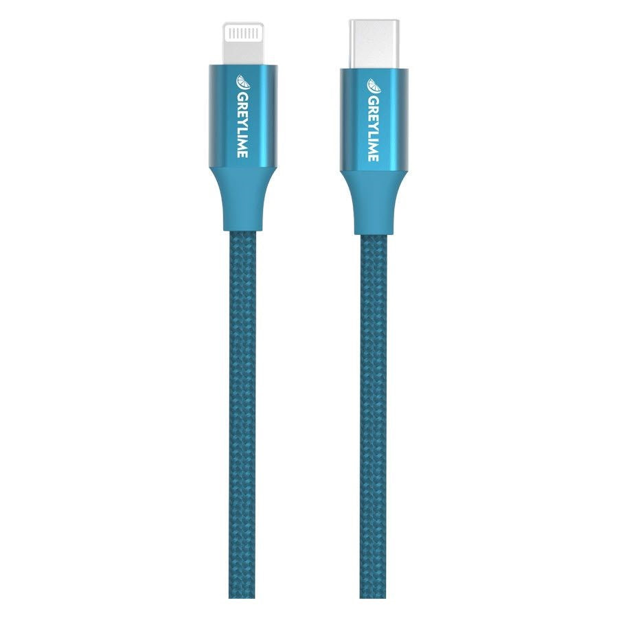 GreyLime 18W flätade USB-C till Lightning Cable 1 m. - Blått