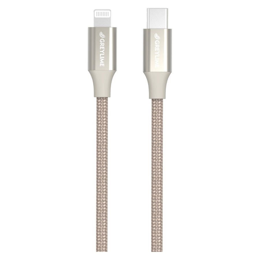 GreyLime 18W flätade USB-C till Lightning Cable 2 m. - beige