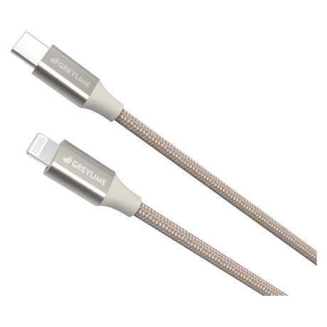 GreyLime 18W flätade USB-C till Lightning Cable 2 m. - beige