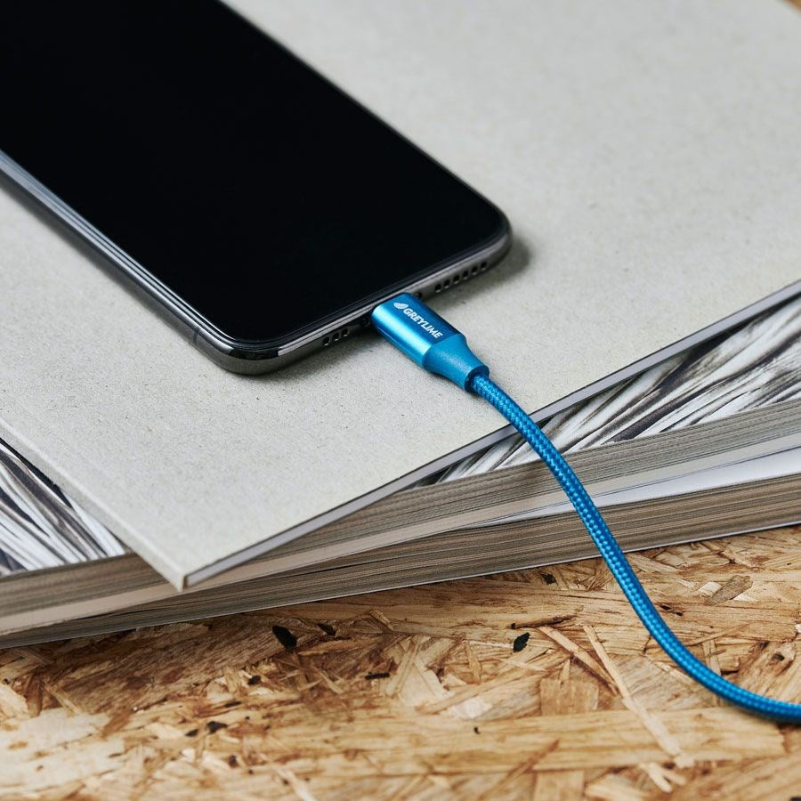 GreyLime 18W flätade USB-C till Lightning Cable 2 m. - Blått