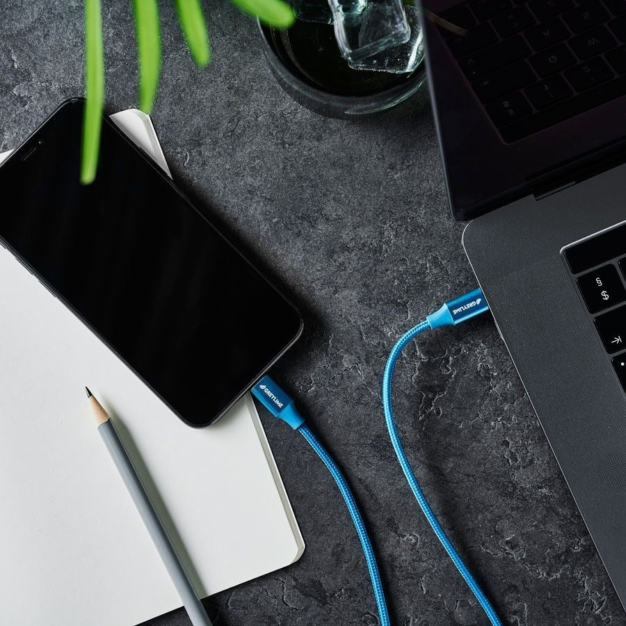 GreyLime 18W flätade USB-C till Lightning Cable 2 m. - Blått