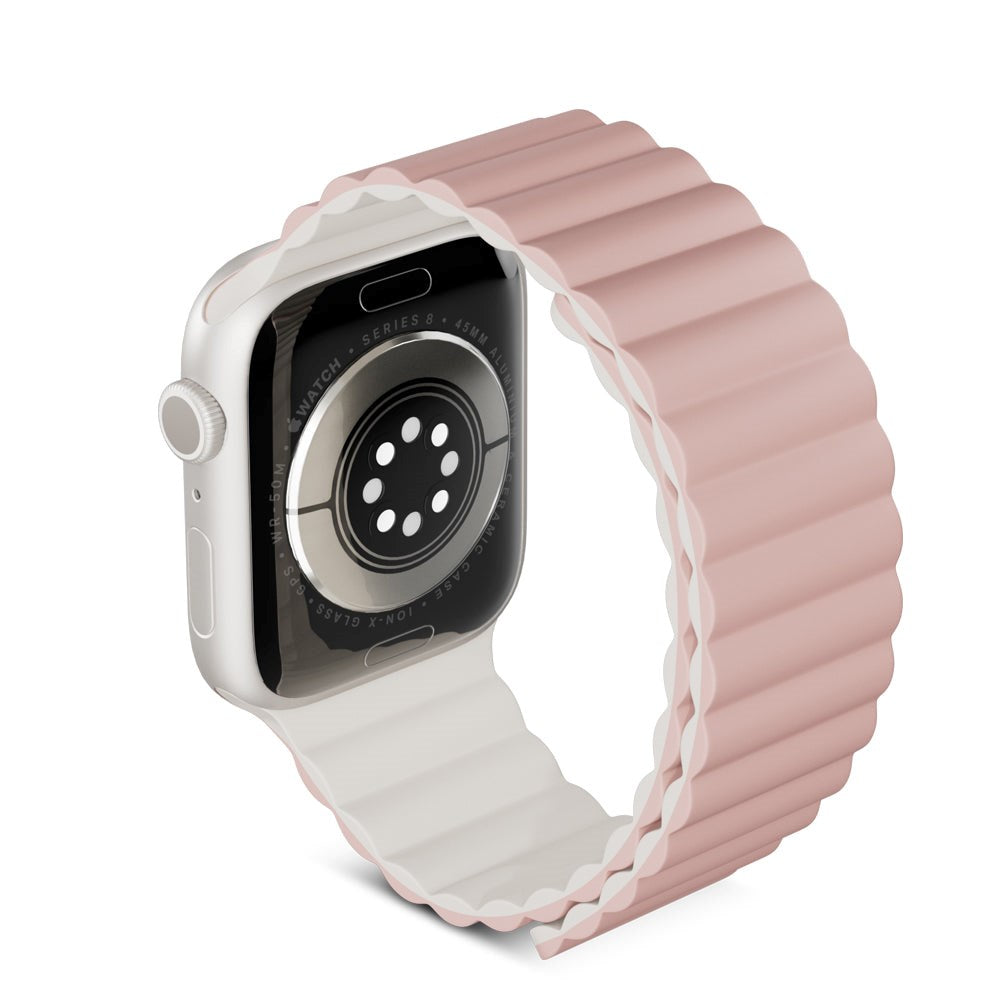 Apple Watch (42/44/SE/45/46/49mm) Epico Magnetisk Silikon Armband - Rosa / Grå