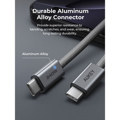 Aukey CB-DC242 Circlet Blink 240W USB-C till USB-C Kabel - 1.8m - Grå