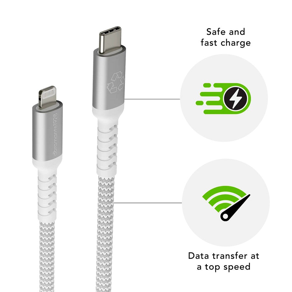 dbramante1928 Flätad Laddkabel - USB-C till Lightning - 36W - 2M - Vit