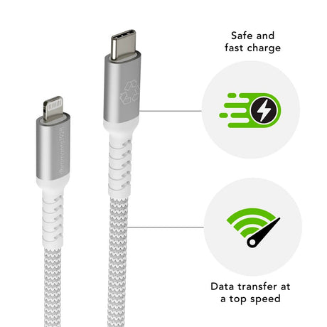 dbramante1928 Flätad Laddkabel - USB-C till Lightning - 36W - 2M - Vit