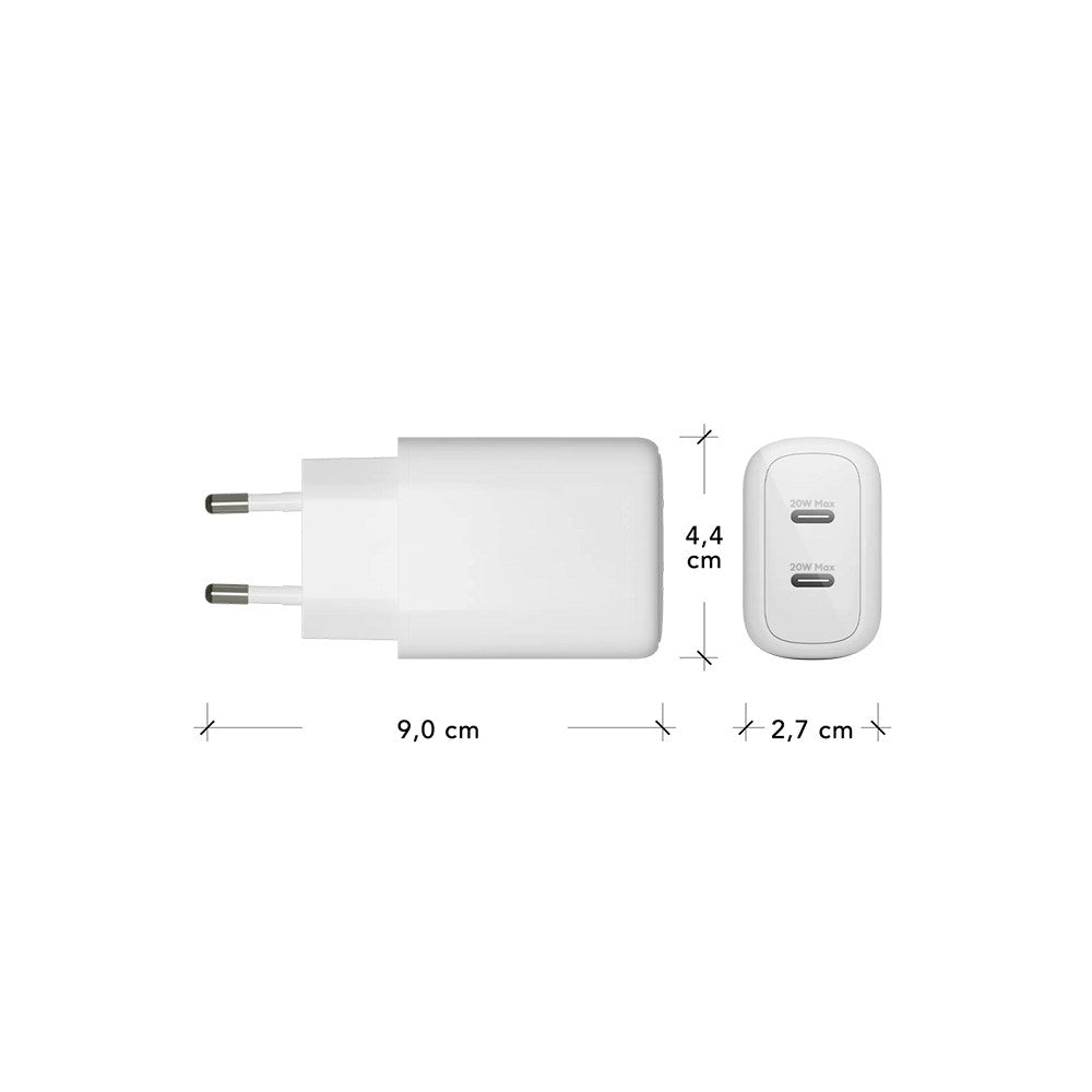 dbramante1928 EU Väggladdare - 2 x USB-C 20W - Vit