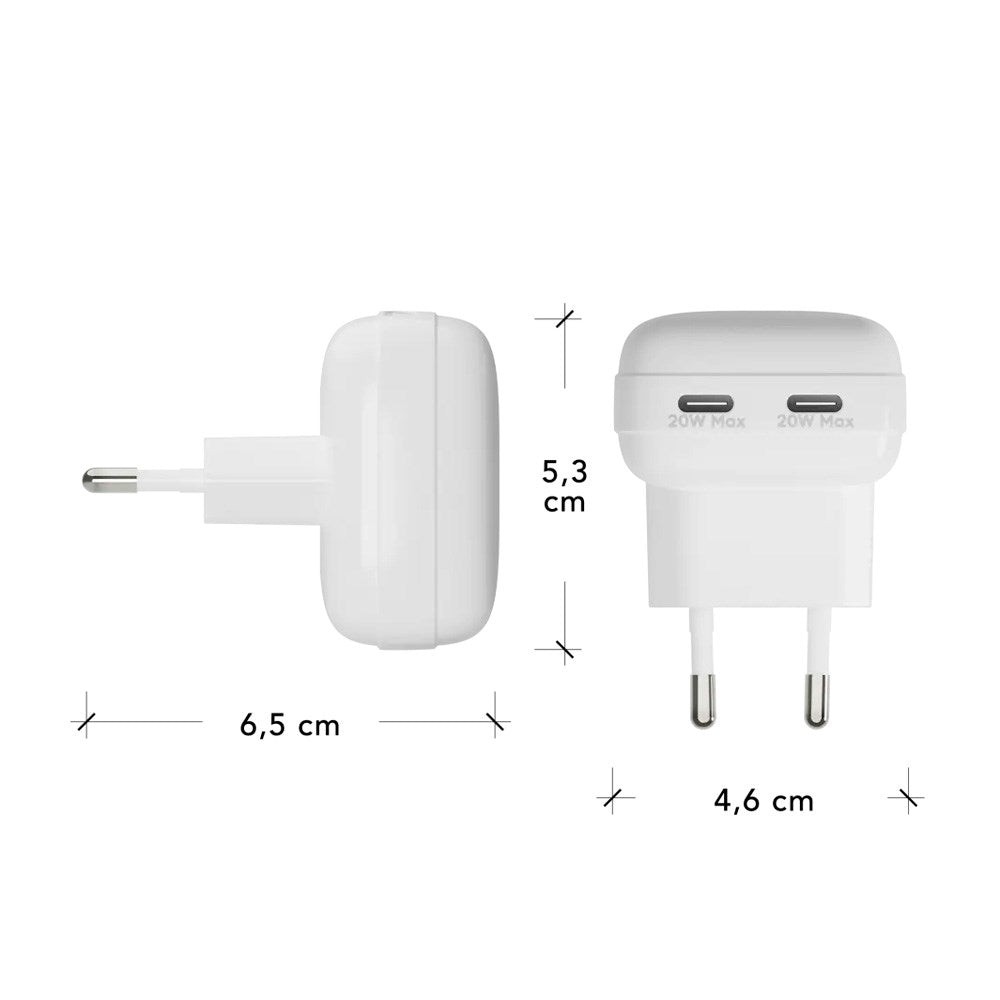 20W Väggladdare dbramante1928 med 2 x USB-C-Kontakter - Vit