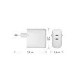 dbramante1928 EU Väggladdare - 2 x USB-C 45W - Vit