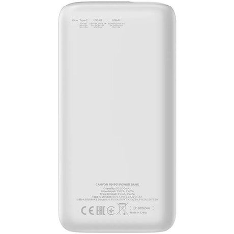 Canyon PB301 20W PowerBank - 30.000 mAh - Vit