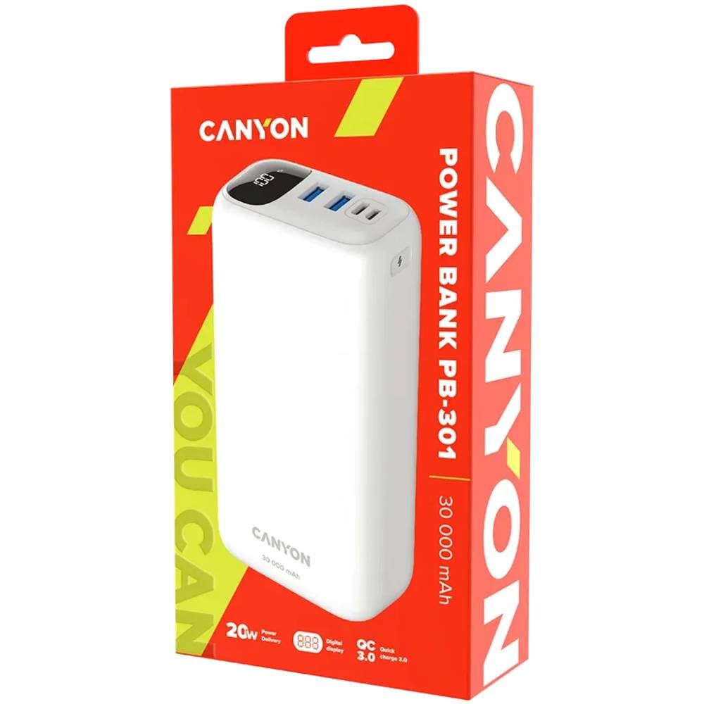 Canyon PB301 20W PowerBank - 30.000 mAh - Vit