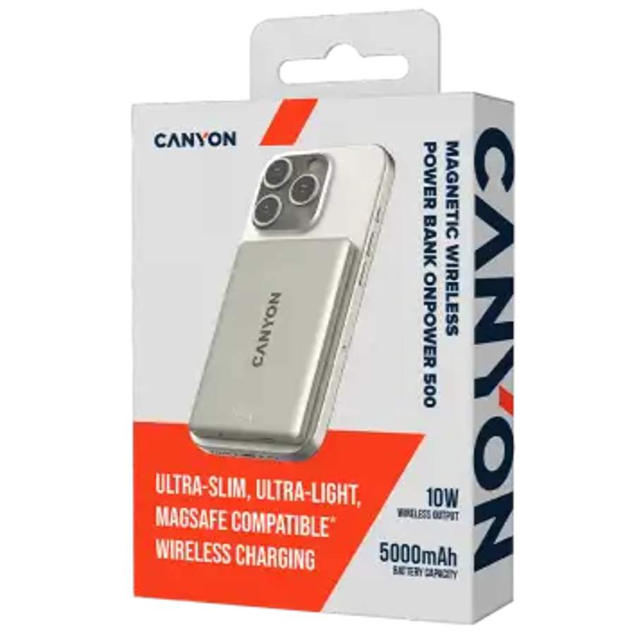 Canyon OnPower 500 5000 mAh PowerBank - MagSafe Kompatibel - Beige