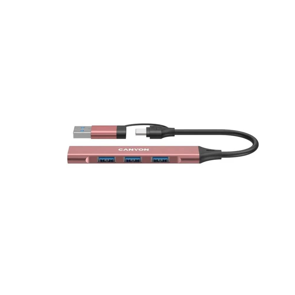 Canyon DS-02 4-i-1 USB-A/C Hub - Rosa