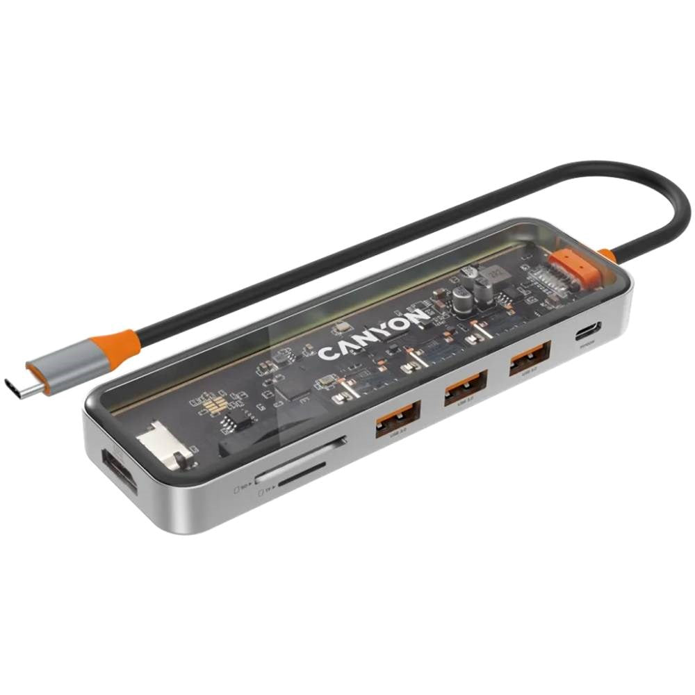 Canyon DS13 100W 7-i-1 USB-C Hub - Grå