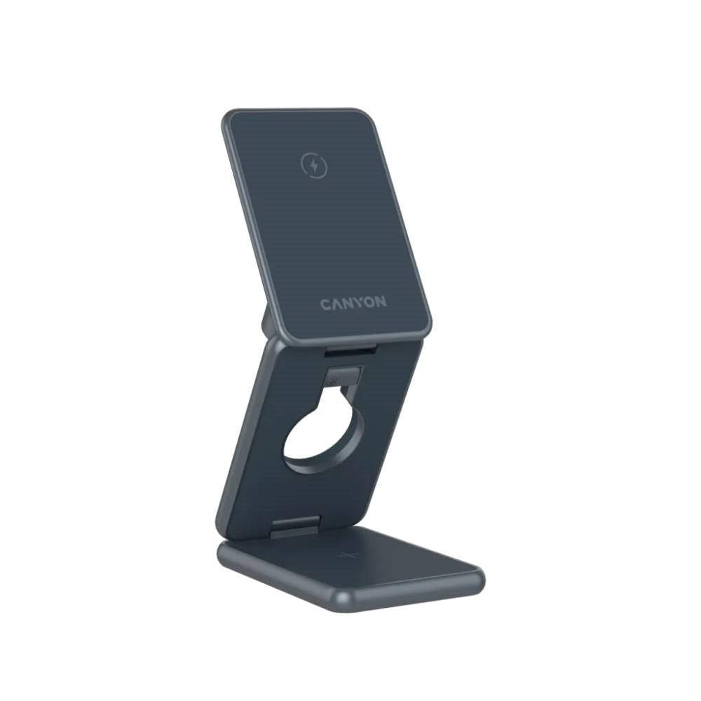 Canyon OnCharge 309 3-i-1 15W Vikbar Trådlös Laddare - Qi / MagSafe Kompatibel - Grå