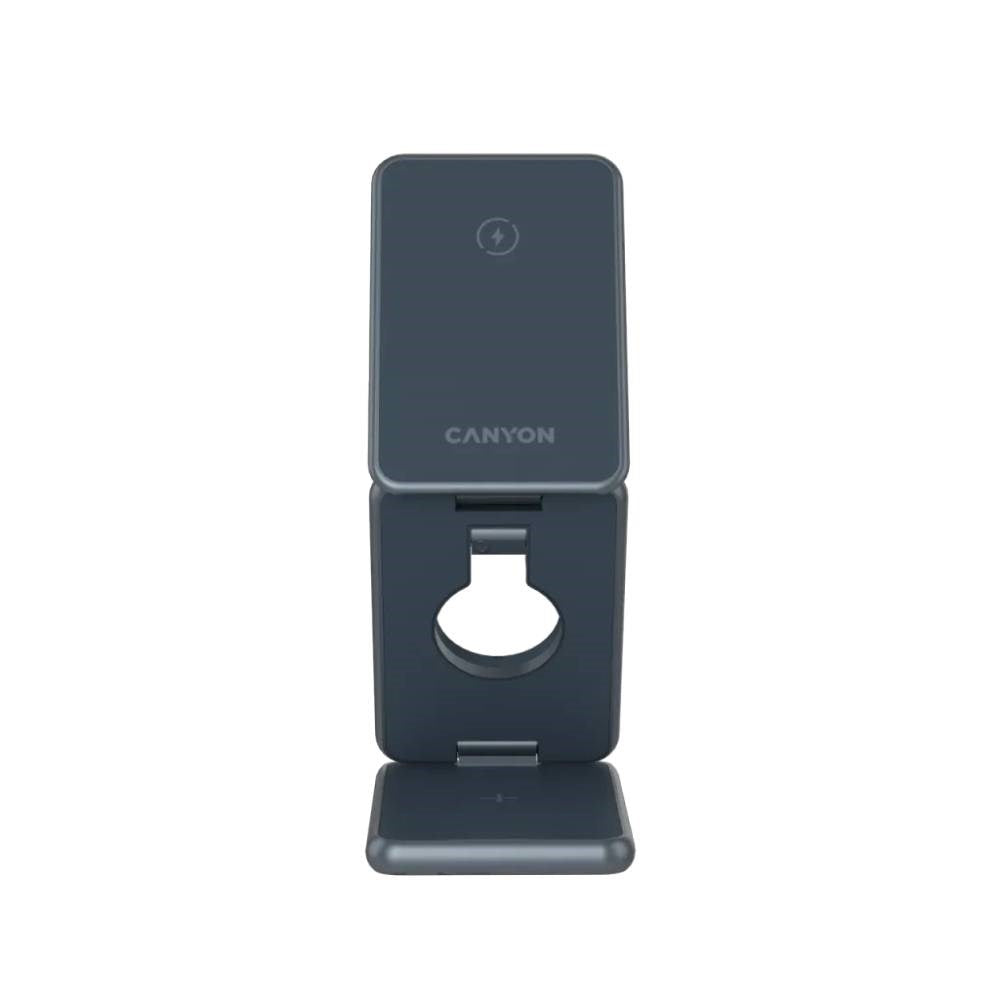 Canyon OnCharge 309 3-i-1 15W Vikbar Trådlös Laddare - Qi / MagSafe Kompatibel - Grå