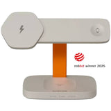 Canyon Hexagon 15W 3-i-1 Trådlös Laddare - Qi / MagSafe Kompatibel - Beige / Orange