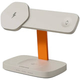 Canyon Hexagon 15W 3-i-1 Trådlös Laddare - Qi / MagSafe Kompatibel - Beige / Orange