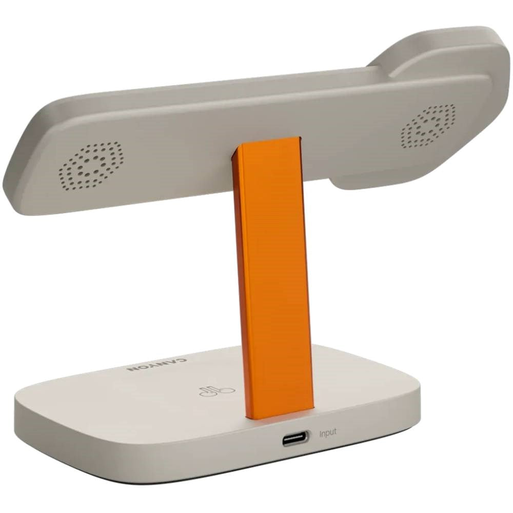Canyon Hexagon 15W 3-i-1 Trådlös Laddare - Qi / MagSafe Kompatibel - Beige / Orange