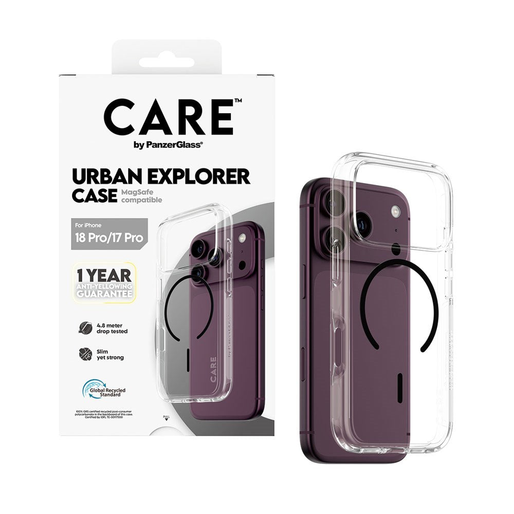 iPhone 18 Pro / 17 Pro CARE by PanzerGlass FLAGSHIP Urban Explorer Skal - MagSafe Kompatibel - Transparent / Black