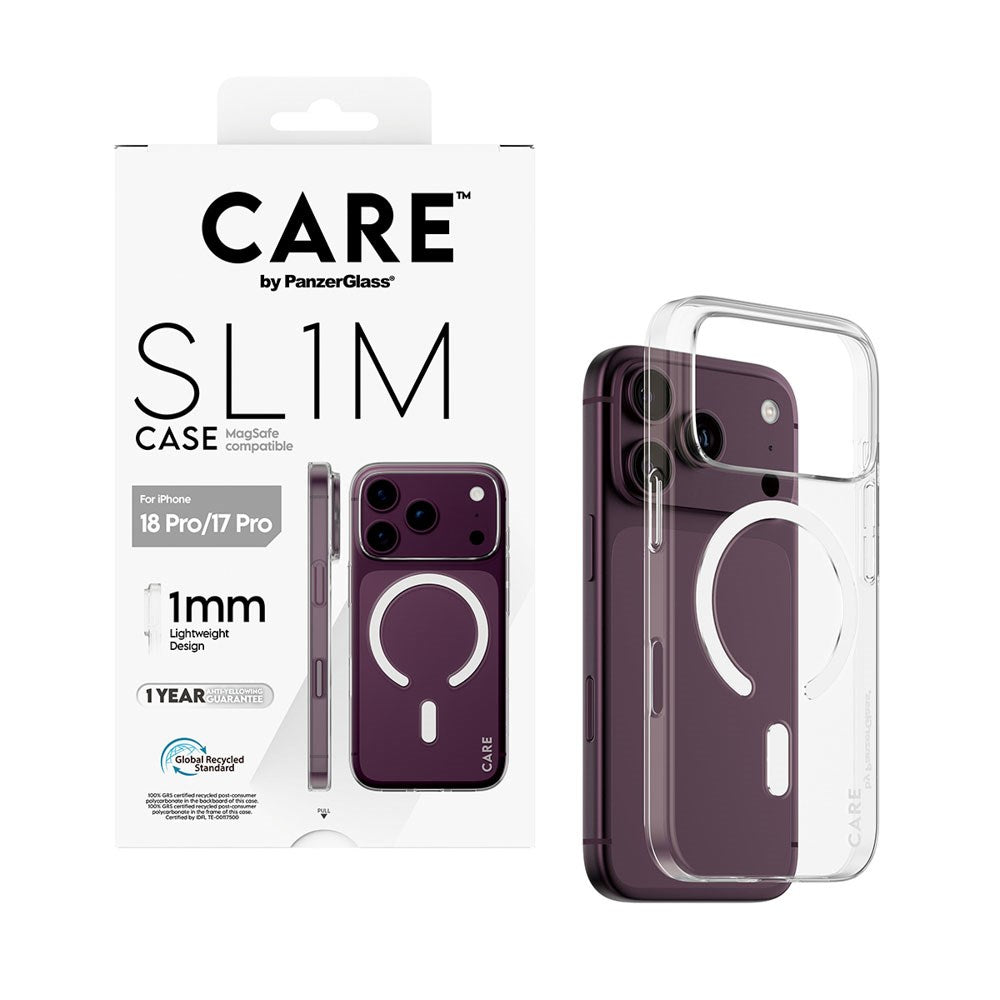iPhone 18 Pro / 17 Pro CARE by PanzerGlass SL1M Skal - MagSafe Kompatibel - Genomskinlig