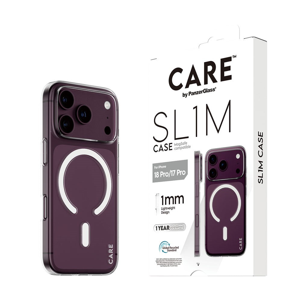 iPhone 18 Pro / 17 Pro CARE by PanzerGlass SL1M Skal - MagSafe Kompatibel - Genomskinlig
