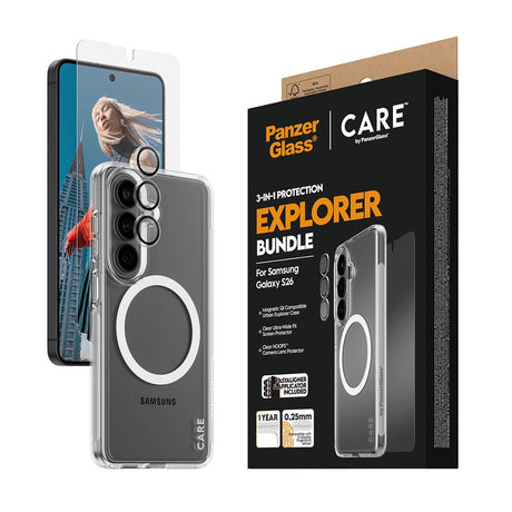 Samsung Galaxy S26 Urban Combat 3-in-1 Bundle med Skal / Skärmskydd / Kameraskydd - Qi Kompatibel - Genomskinlig
