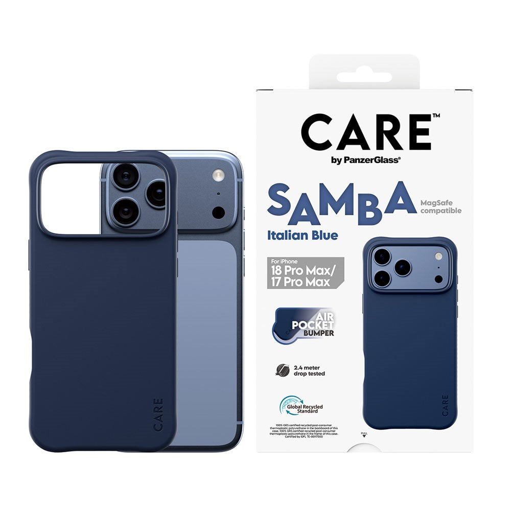 iPhone 18 Pro Max  / 17 Pro Max CARE by PanzerGlass Fashionable Samba Skal - MagSafe Kompatibel - Italian Blue