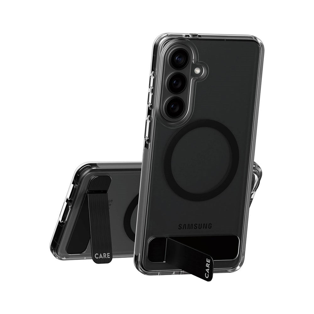 Samsung Galaxy S26+ (Plus) CARE by PanzerGlass Feature Kickstand Skal - Qi Kompatibel - Transparent / Black