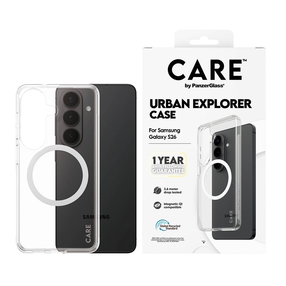 Samsung Galaxy S26 CARE by PanzerGlass Urban Explorer Skal - Qi Kompatibel - Genomskinlig / Vit