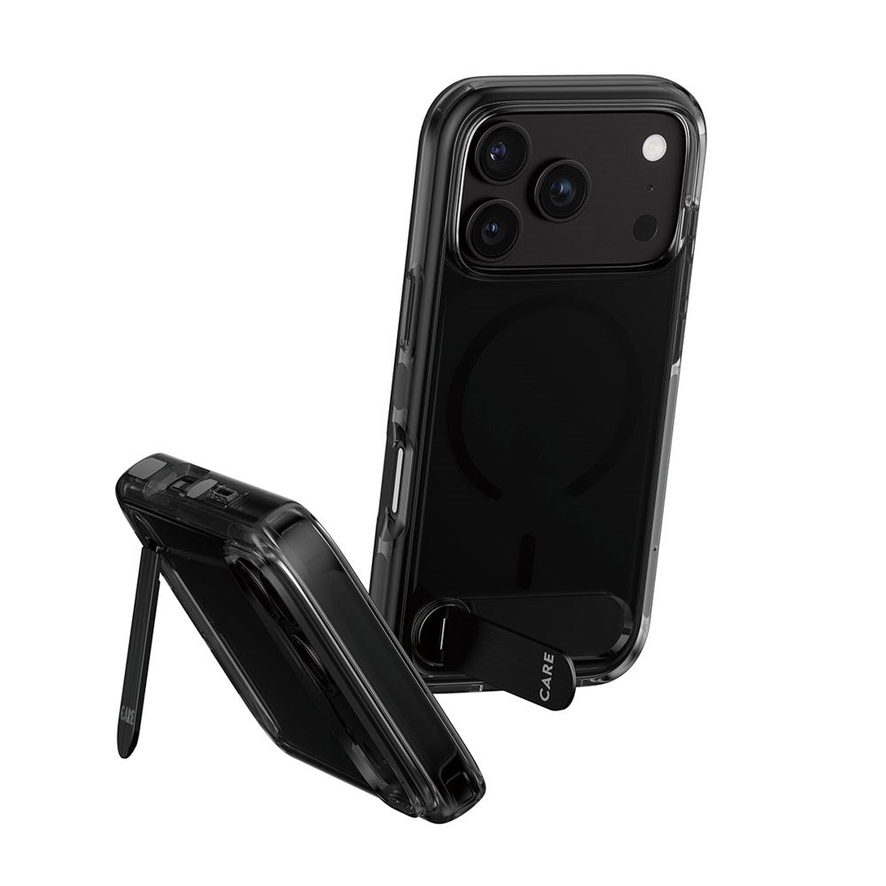 iPhone 18 Pro / 17 Pro CARE by PanzerGlass Feature Kickstand Skal - MagSafe Kompatibel - Svart / Genomskinlig