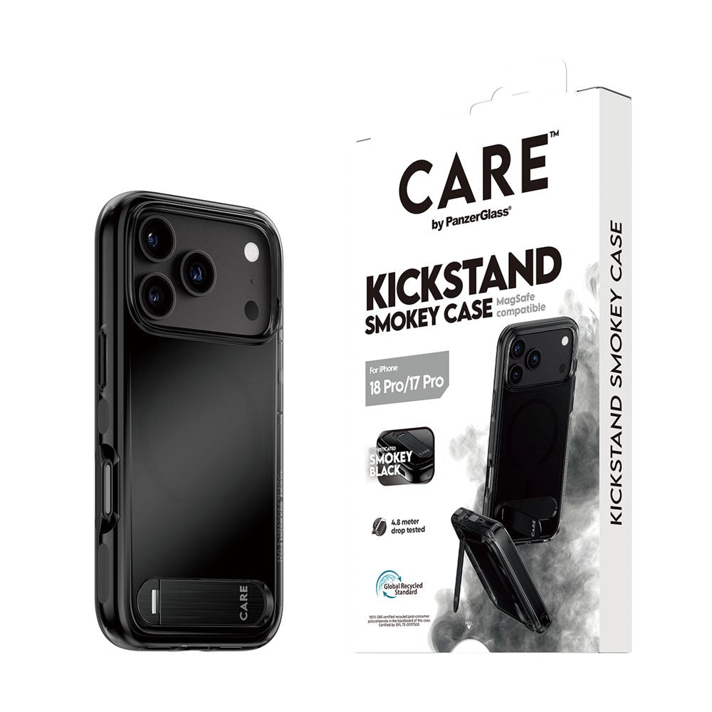 iPhone 18 Pro / 17 Pro CARE by PanzerGlass Feature Kickstand Skal - MagSafe Kompatibel - Svart / Genomskinlig