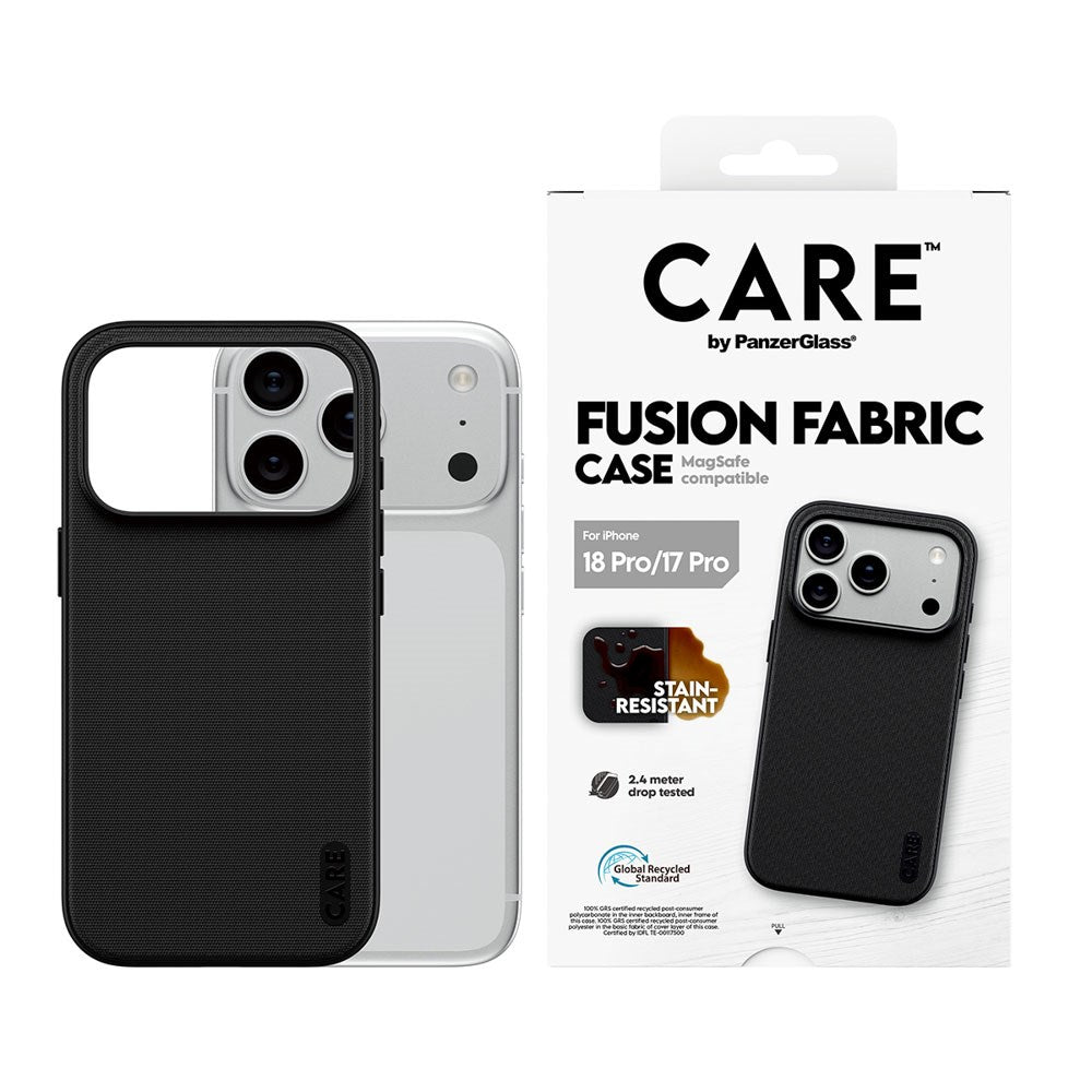 iPhone 18 Pro / 17 Pro CARE by PanzerGlass Fusion Fabric Skal - MagSafe Kompatibel - Svart