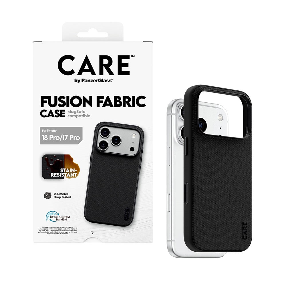 iPhone 18 Pro / 17 Pro CARE by PanzerGlass Fusion Fabric Skal - MagSafe Kompatibel - Svart